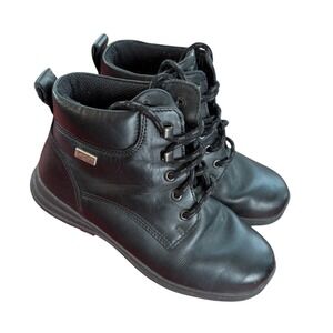 ECCO Gore-Tex Black Leather Hiking Boots Womens 38 Waterproof Lace Up Ankle